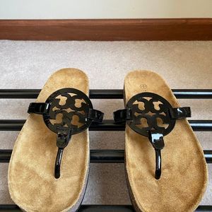 TORY BURCH Women Miller Cloud Goatskin Leather Logo Sandals - NEW NWOB